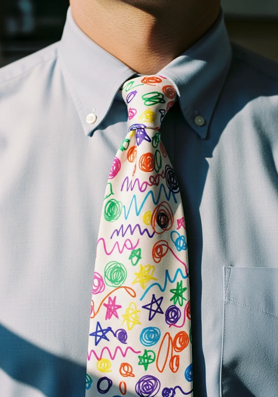 9. Hand-Drawn Patterned Tie