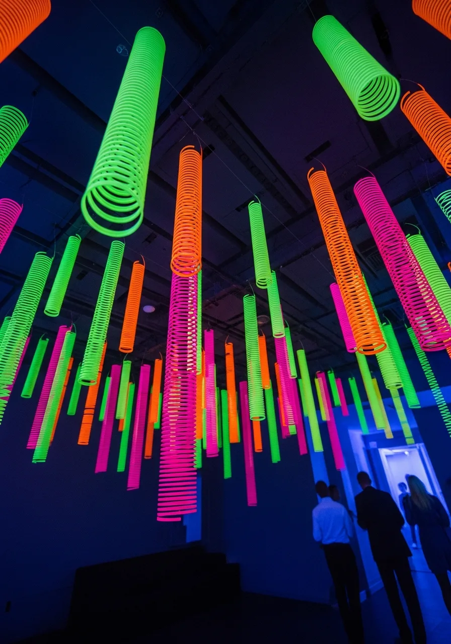 10. Neon Slinky Ceiling Decor