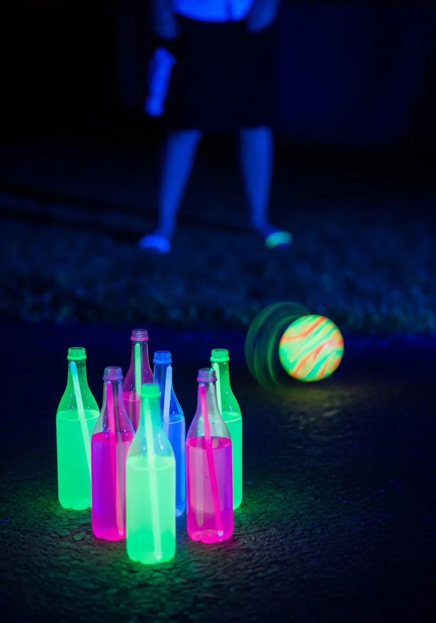 21. Glowing Water Bottle Bowling