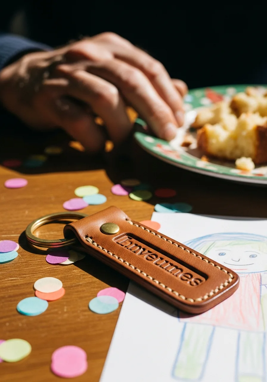 10. Leather Name Keychain