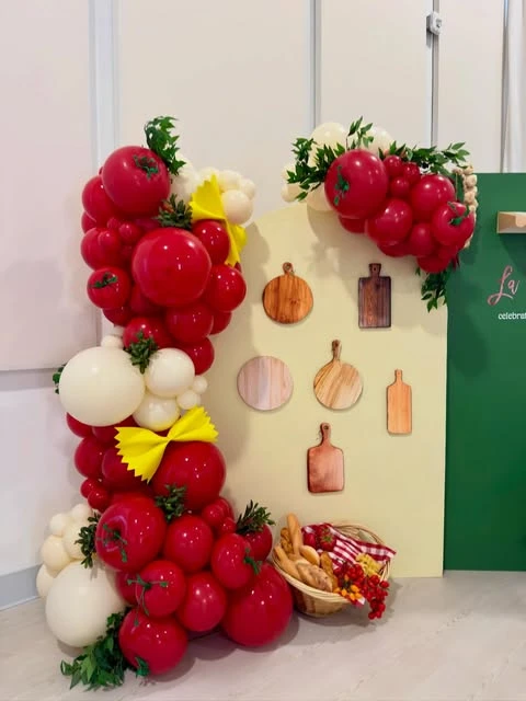 Rustic Pantry Backdrop italian summer party theme ideas