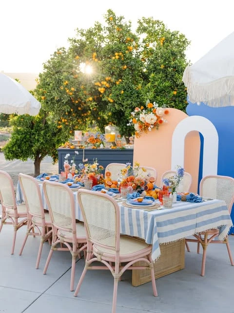 Layered Arch Backdrop italian summer party theme ideas