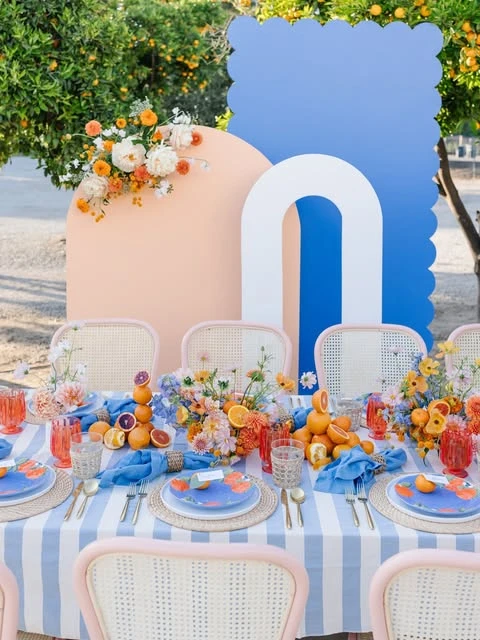 Layered Arch Backdrop italian summer party theme ideas