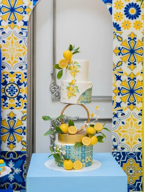 Tile Pattern Backdrop italian summer party theme ideas