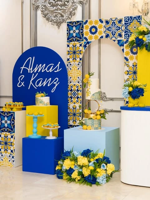 Tile Pattern Backdrop italian summer party theme ideas