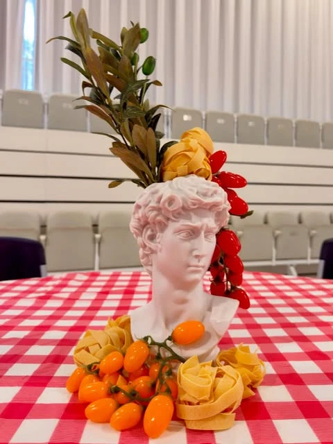 Statue Centerpiece Styling italian summer party theme ideas