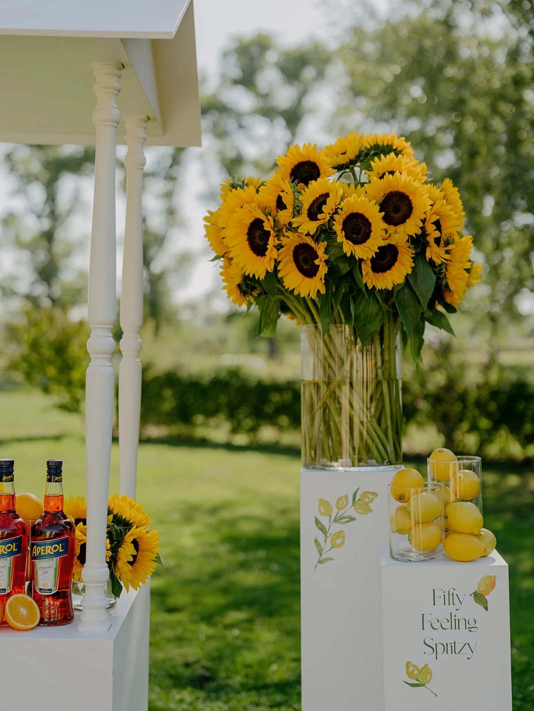 Lemon Branded Pedestals italian summer party theme ideas
