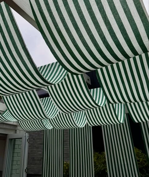 Draped Striped Awning italian summer party theme ideas