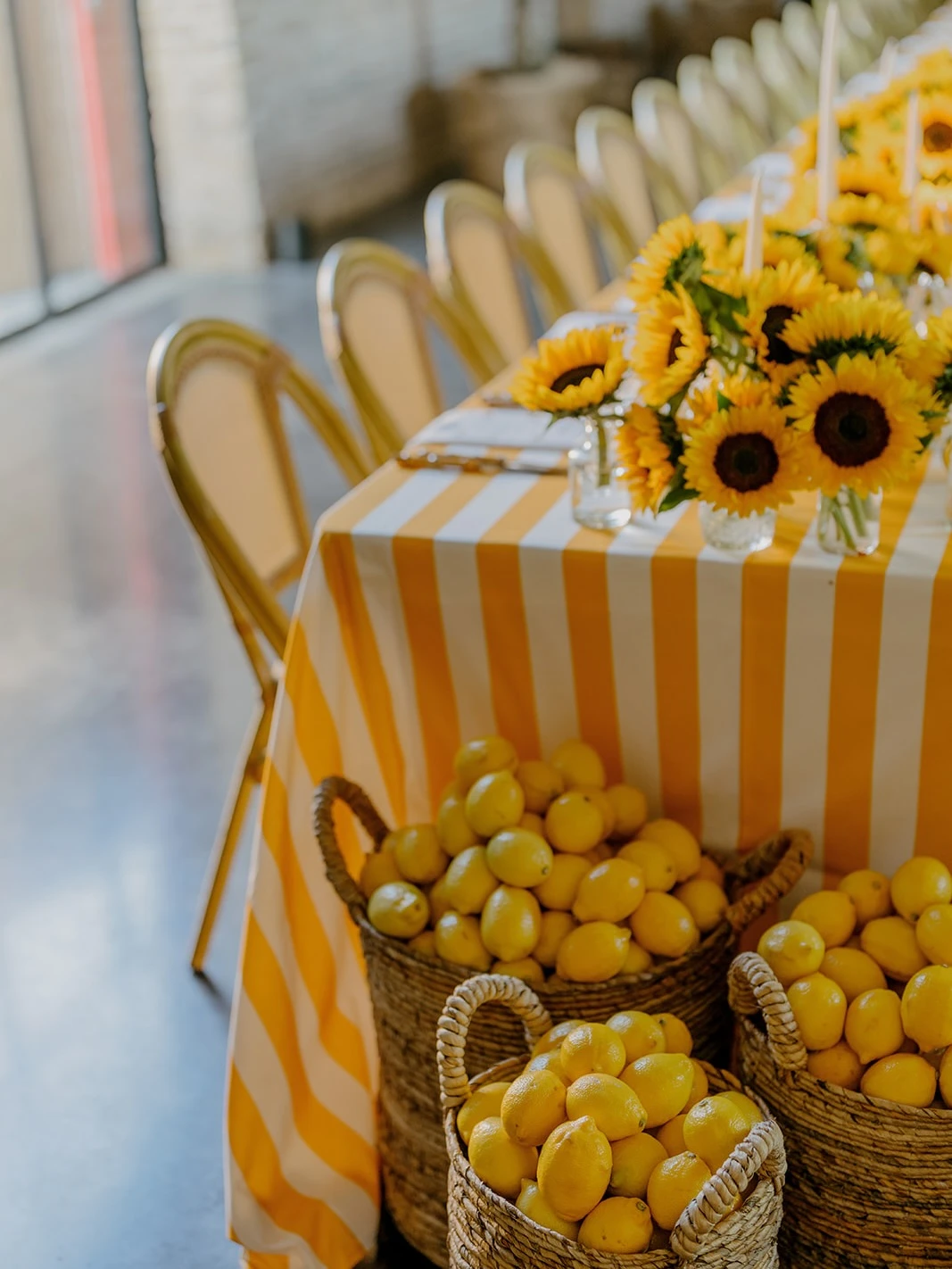 Striped Sunwashed Tablescape italian summer party theme ideas