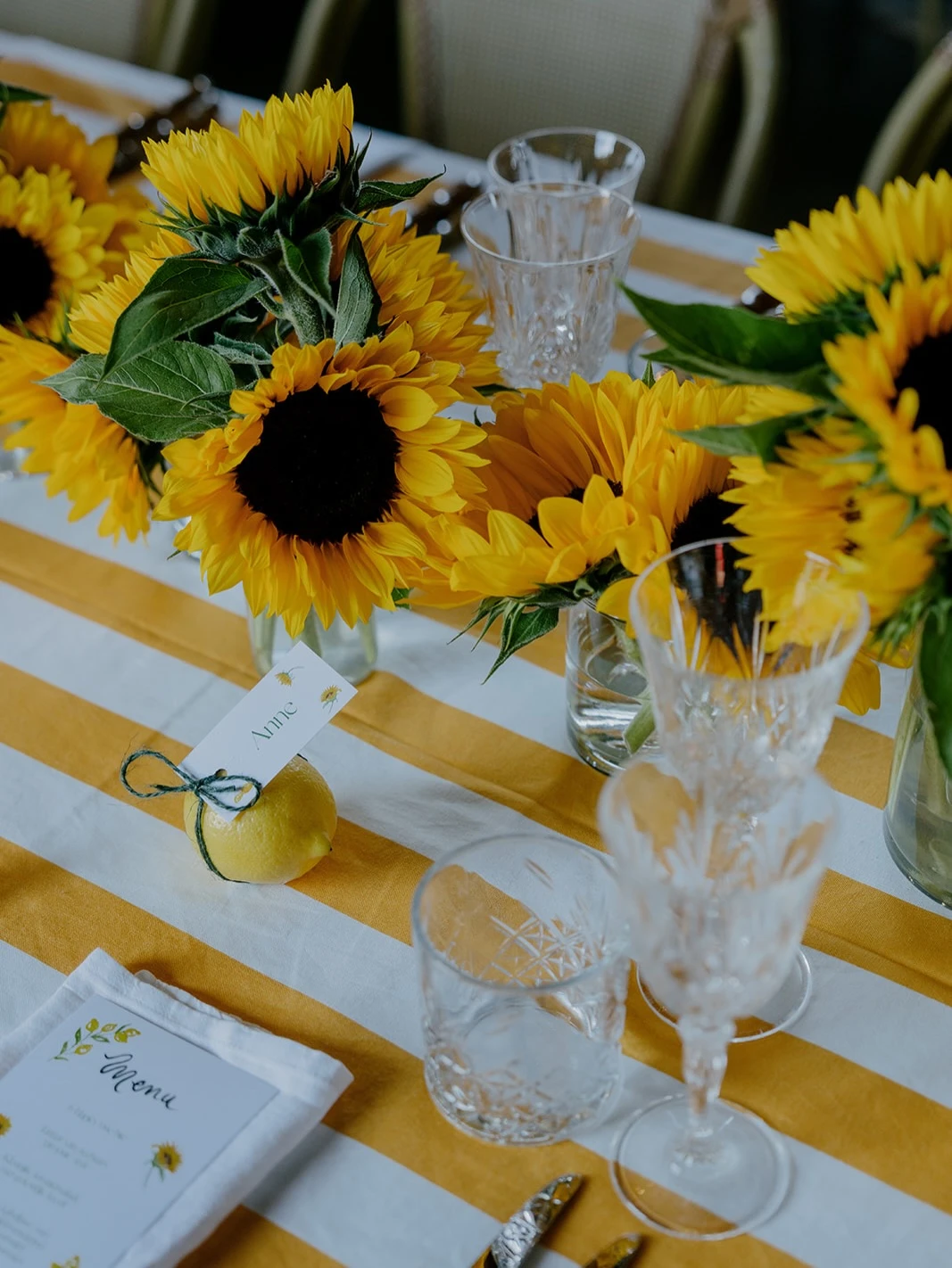 Striped Sunwashed Tablescape italian summer party theme ideas