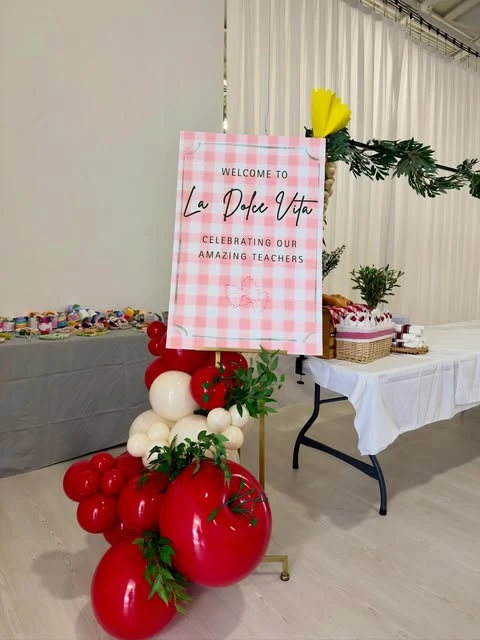 Checkered Welcome Sign italian summer party theme ideas