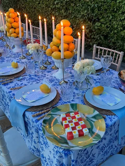 Amalfi Blue Tablescape italian summer party theme ideas