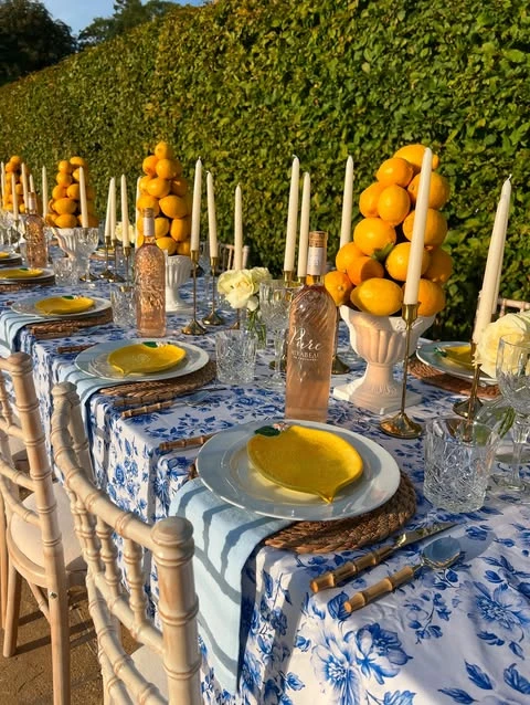 Amalfi Blue Tablescape italian summer party theme ideas