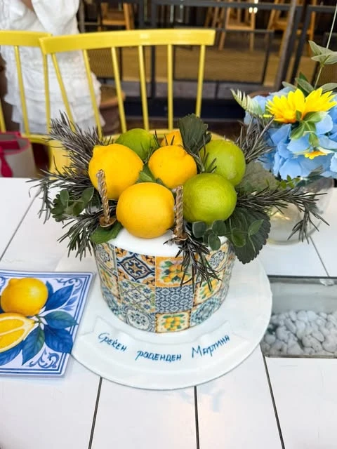 Citrus Topped Tile Cake la dolce vita party ideas
