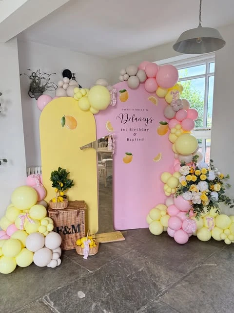 Layered Arch Backdrop lemon birthday theme ideas