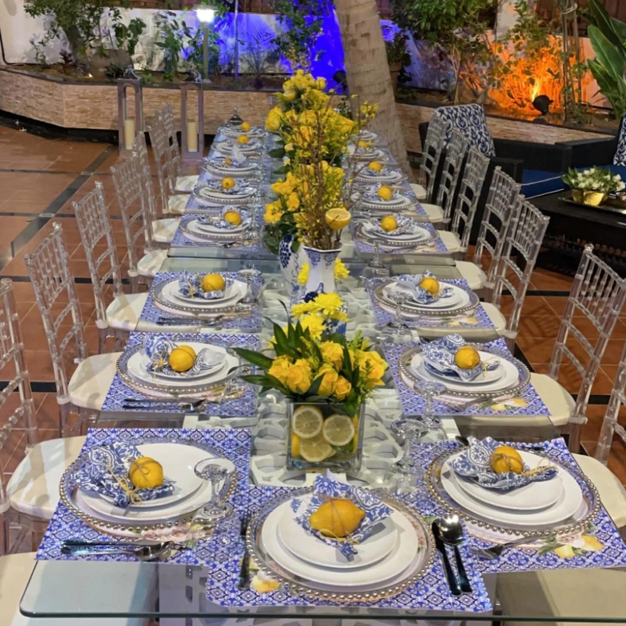 Patterned Citrus Tablescapes lemon birthday theme ideas