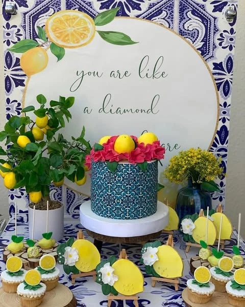 Tile Patterned Stations lemon birthday theme ideas