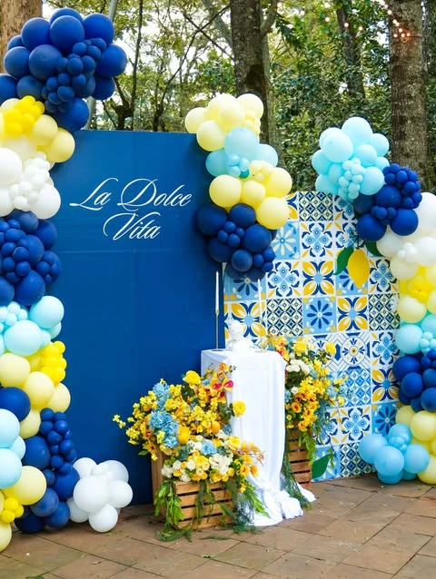 Italian Tile Backdrops lemon birthday theme ideas