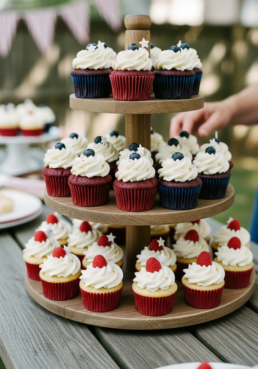 20. Patriotic Cupcake Display