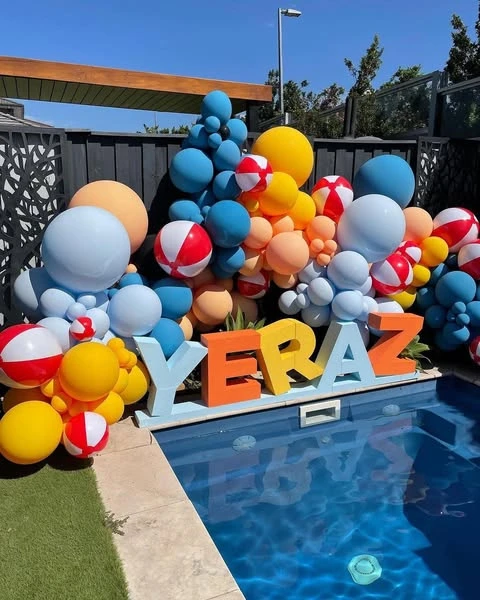 Vibrant Poolside Lettering splish splash birthday party ideas