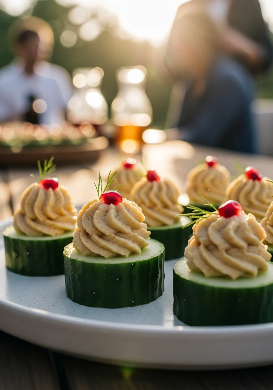 8. Cucumber Hummus Bites