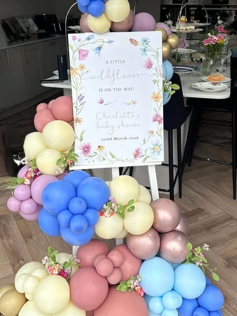 Floral Welcome Entry wildflower baby shower theme ideas