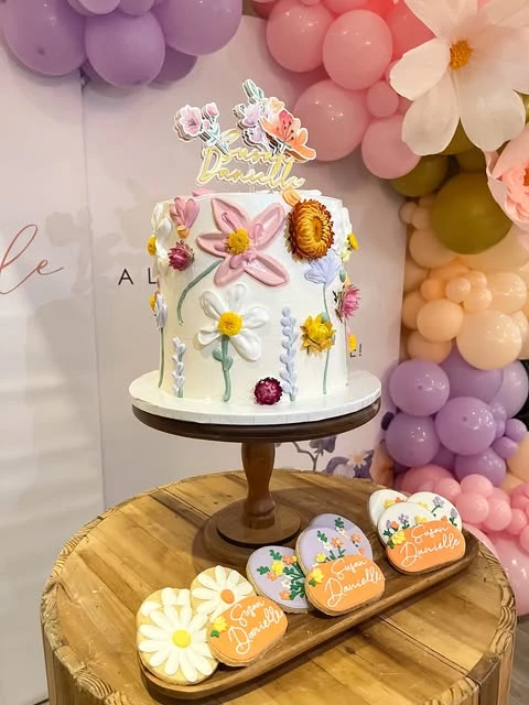 Floral Dessert Stand wildflower baby shower theme ideas