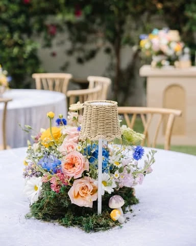 Mossy meadow centerpiece wildflower baby shower theme ideas