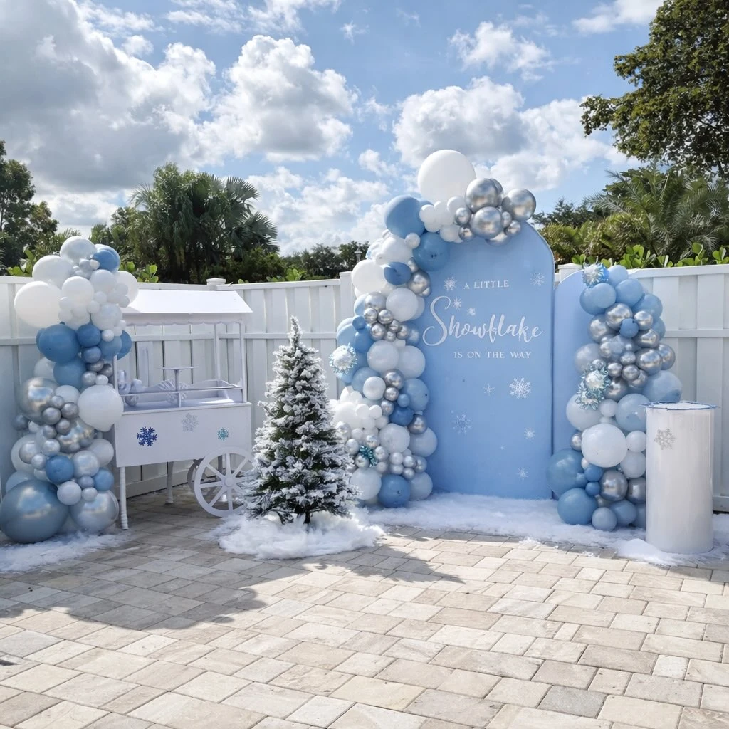 Blue Snowflake Cart winter baby shower ideas