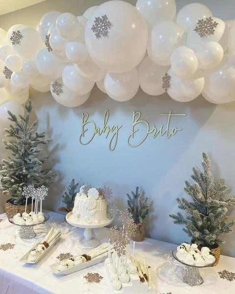 Snowy Dessert Station winter baby shower ideas
