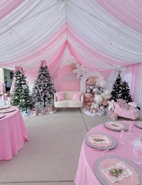 Soft Lounge Backdrop winter baby shower ideas