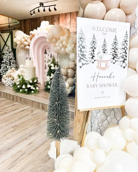 Simple Greeting Sign winter baby shower ideas