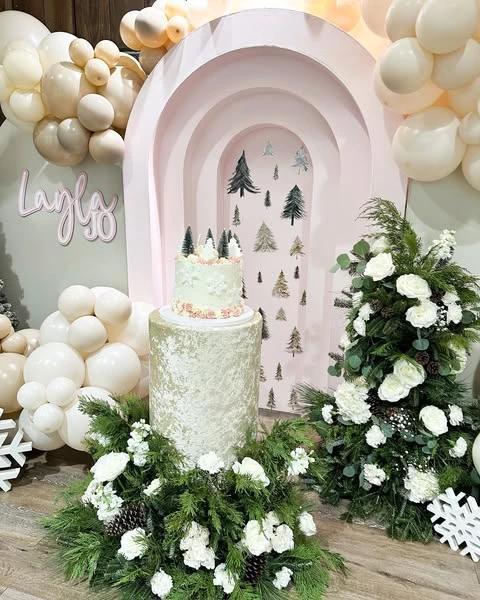 Velvet Cake Pedestal winter baby shower ideas