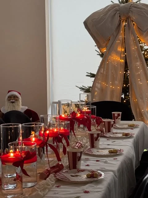 Cylinder Candle Rows winter baby shower ideas