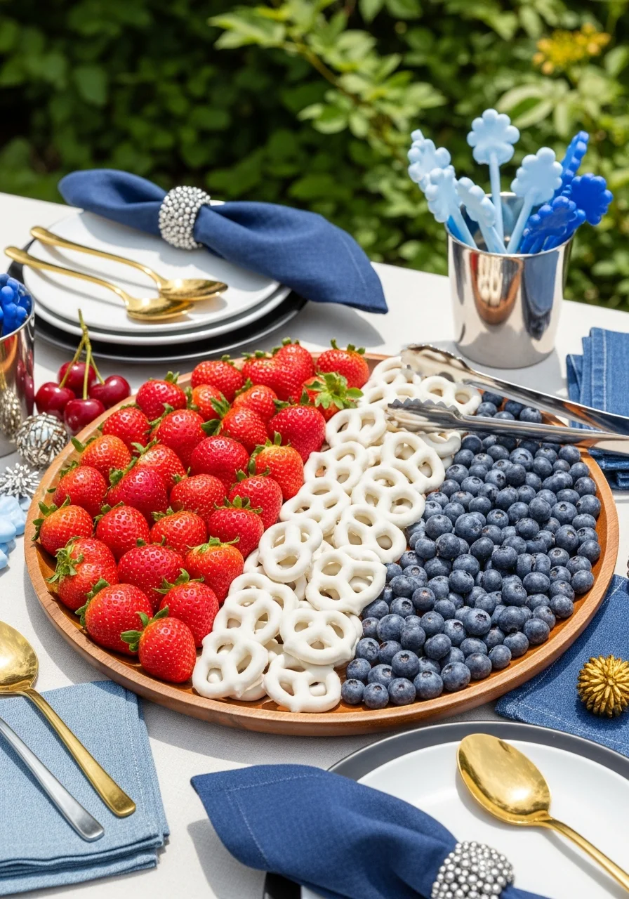 Dessert board arranged to look like the American flag.