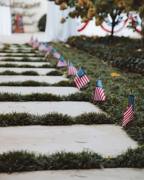 Flag-Lined Garden Walkway 4th of july party ideas