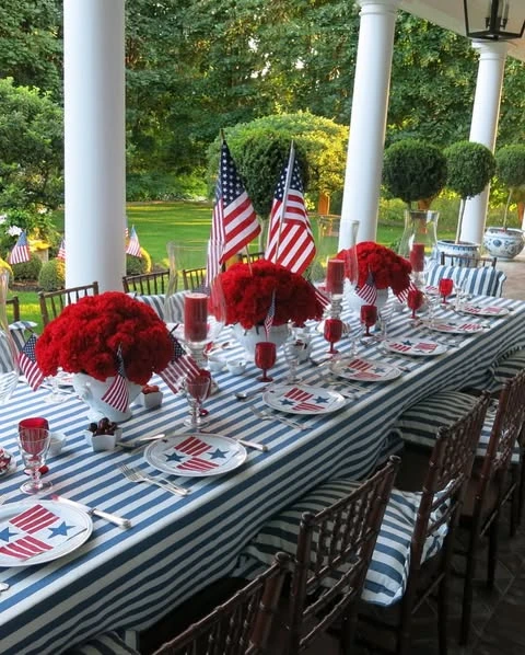 Striped Patriotic Table Setting 4th of july party ideas