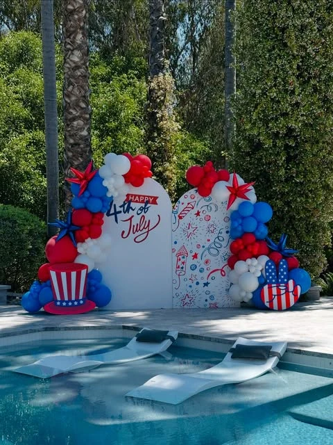 Poolside Photo Backdrop Station 4th of july party ideas