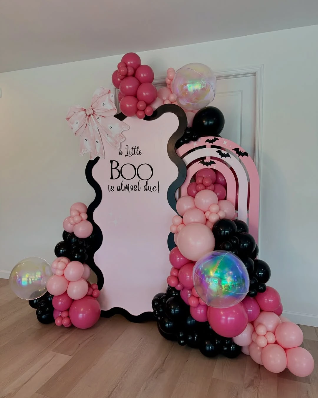 Pink Spooky-Cute Backdrop a little boo is due baby shower ideas