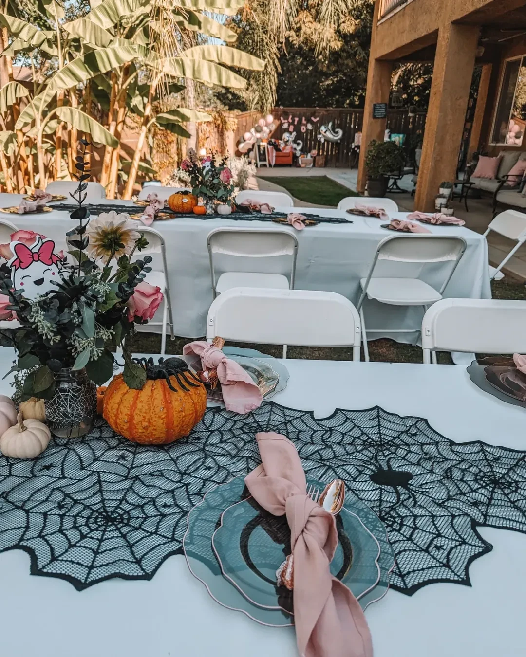 Lace Spiderweb Table Overlays a little boo is due baby shower ideas