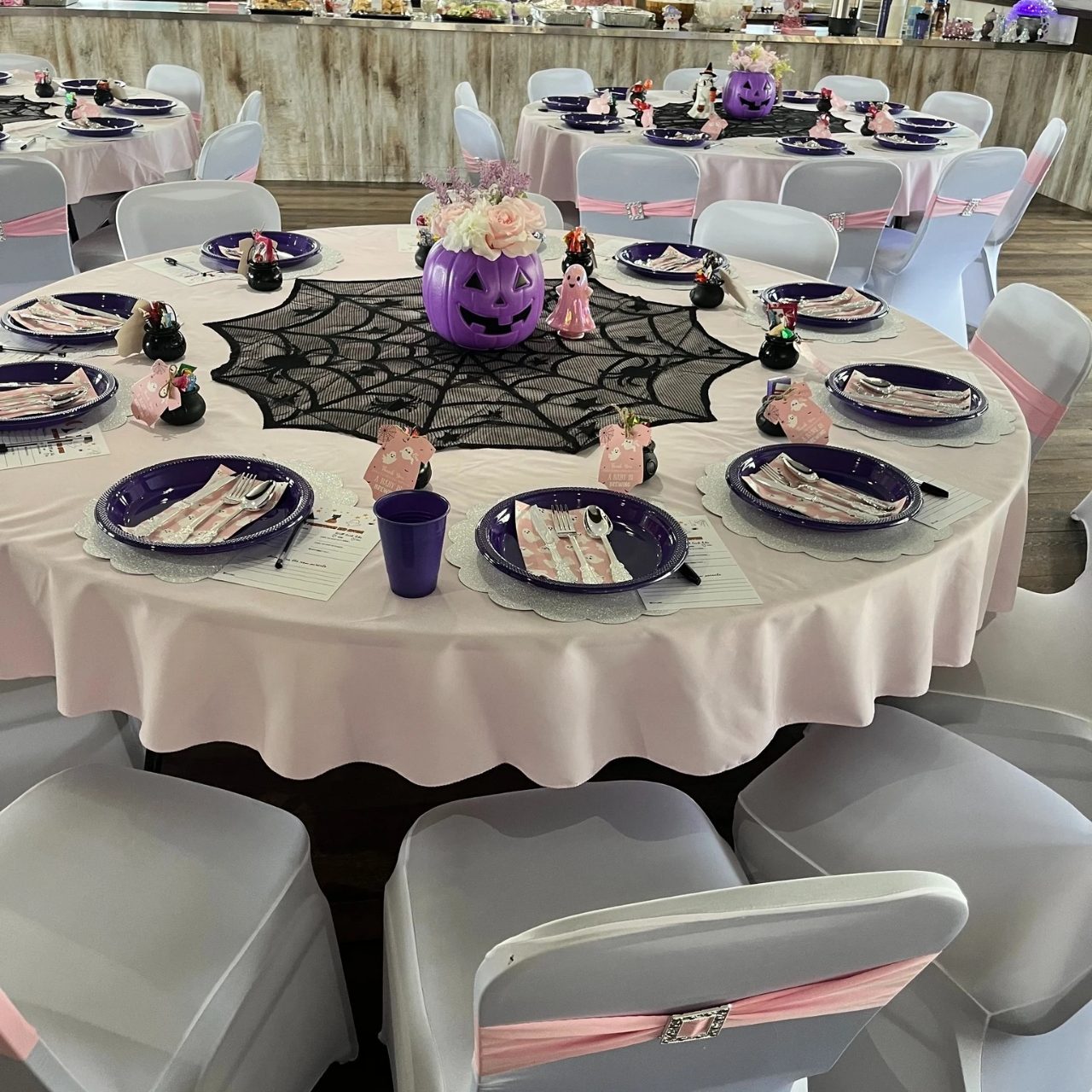 Lavender Pumpkin Tablescapes a little boo is due baby shower ideas