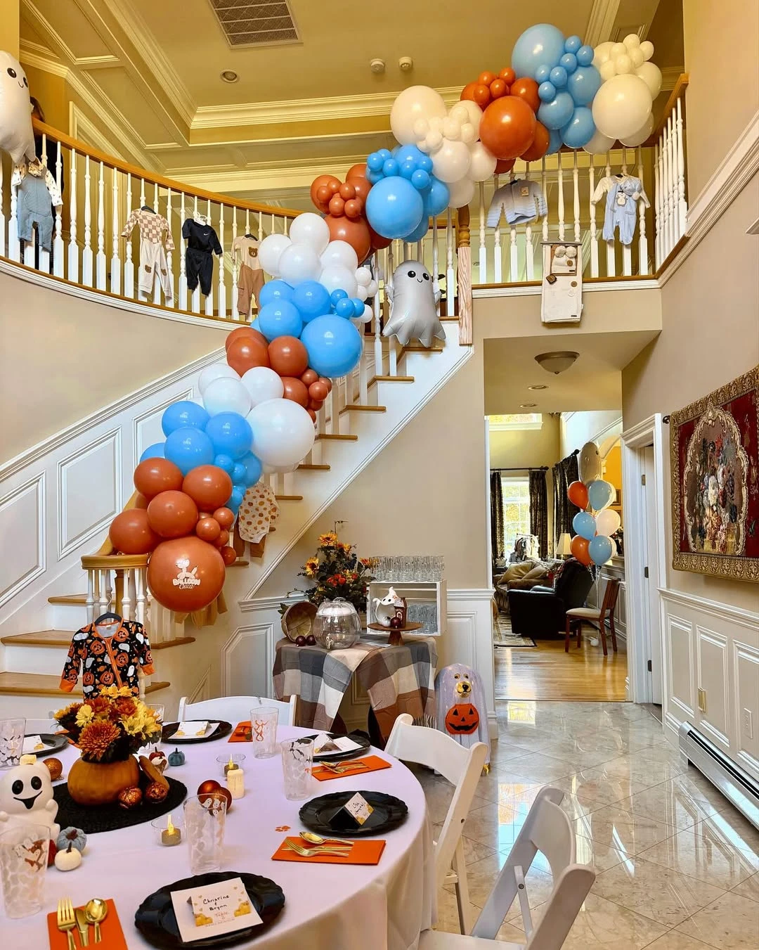 Staircase and Arch Displays a little boo is due baby shower ideas