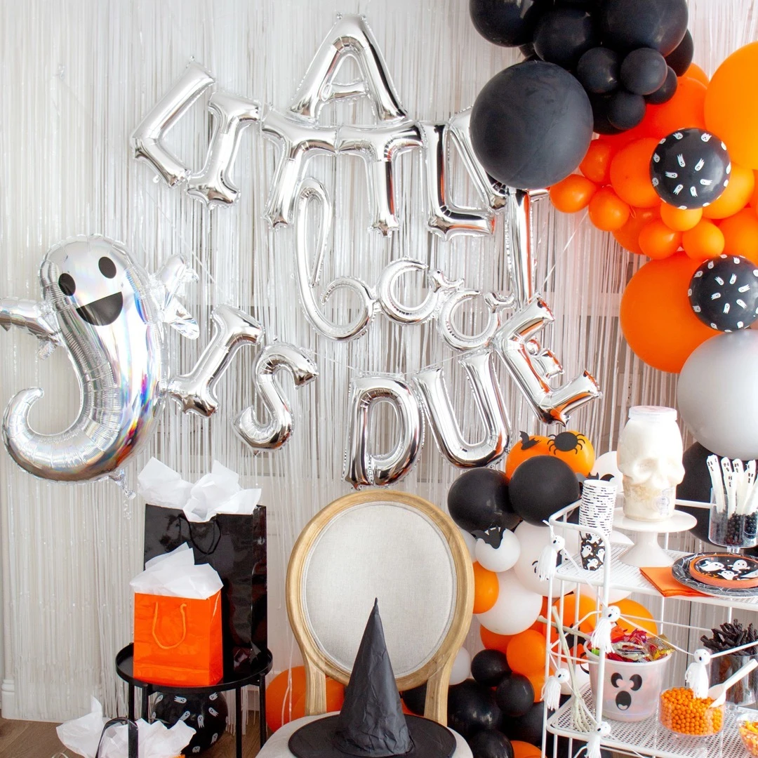 Shimmering Ghostly Backdrop a little boo is due baby shower ideas