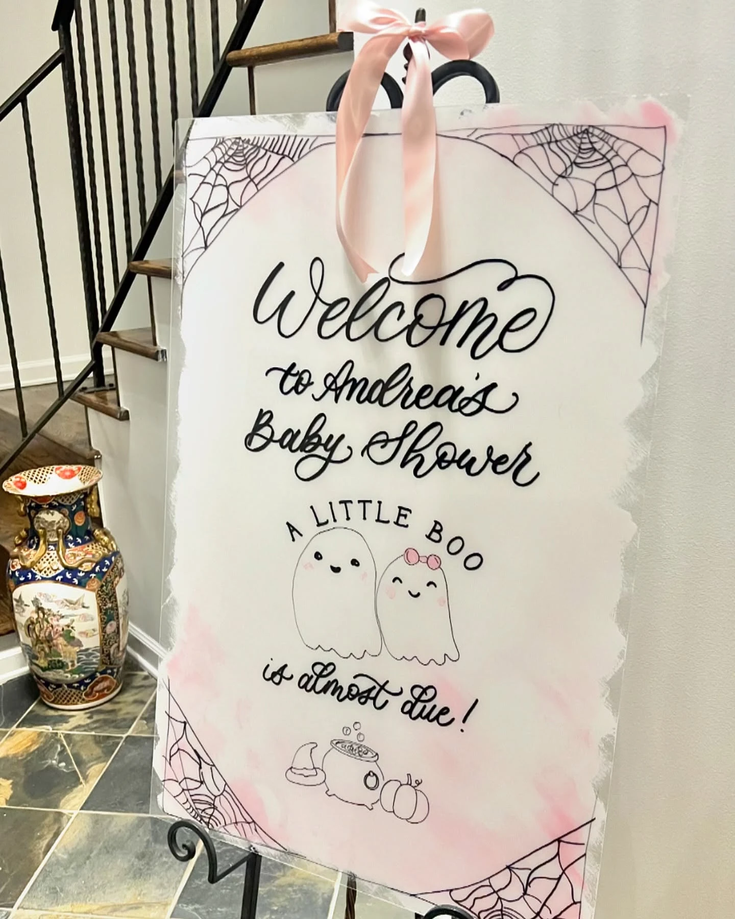 Acrylic Ghostly Welcome Sign a little boo is due baby shower ideas