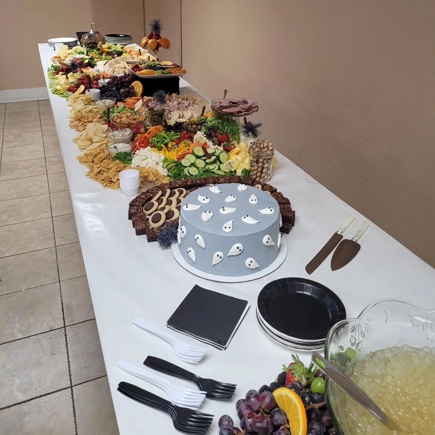 Ghostly Grazing Table Spread a little boo is due baby shower ideas