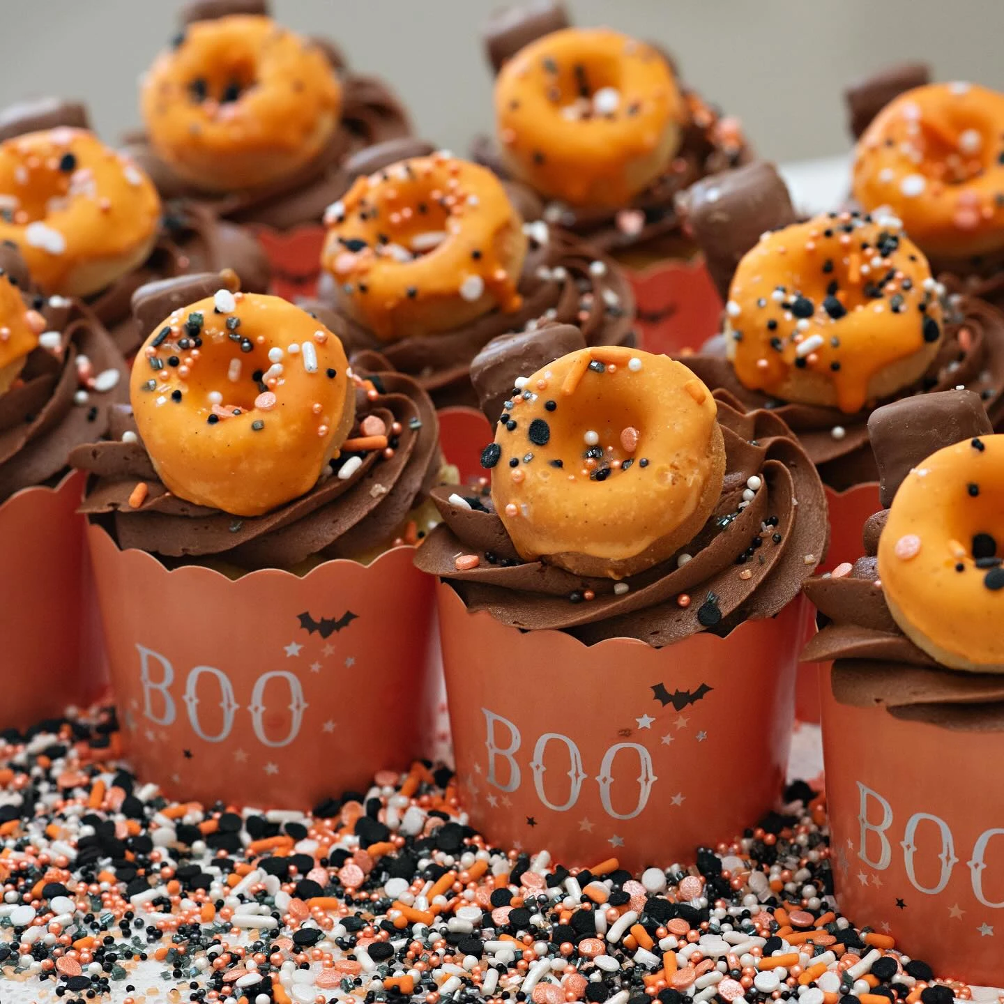 Mini Donut Cupcake Toppers a little boo is due baby shower ideas