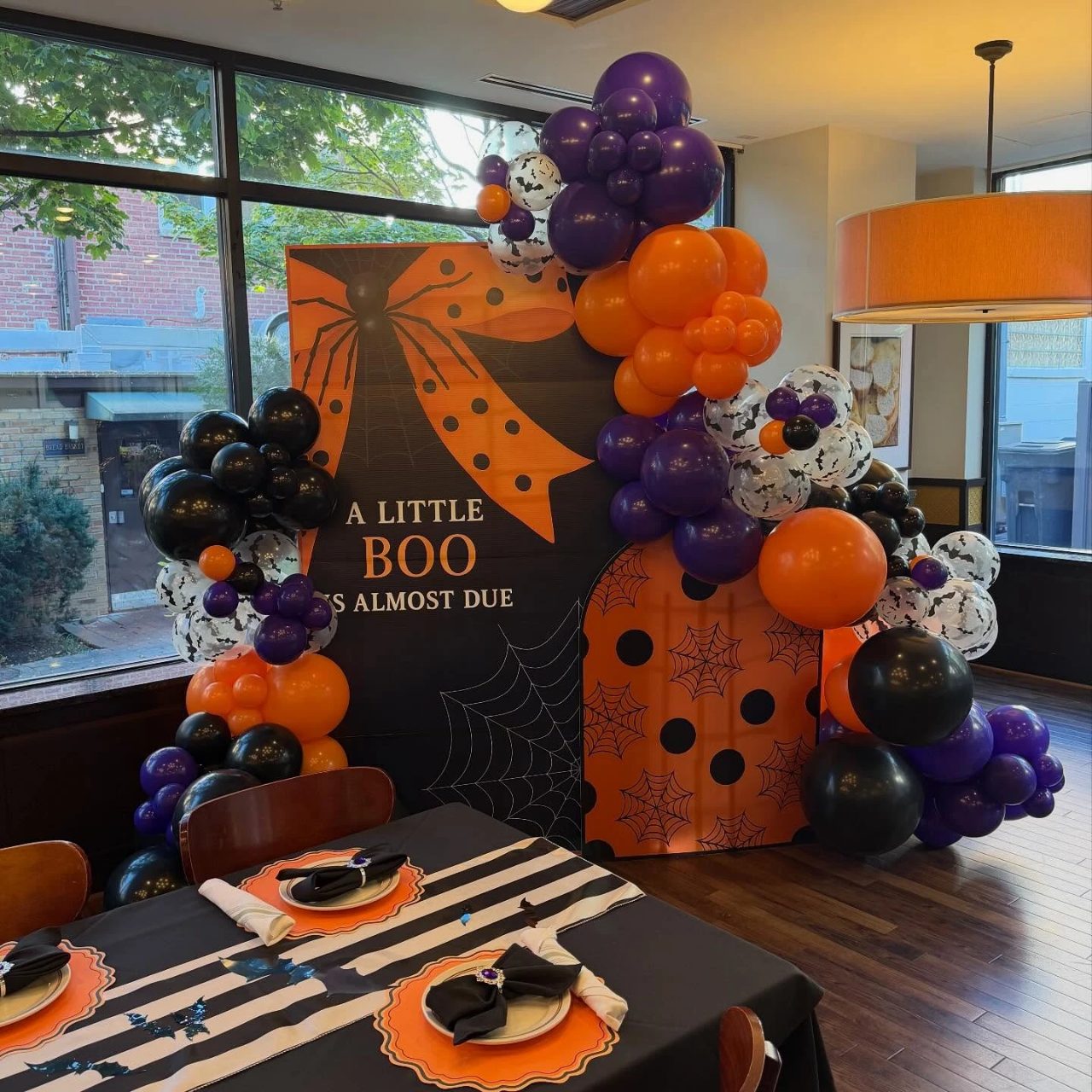 Graphic Backdrop Frame a little boo is due baby shower ideas