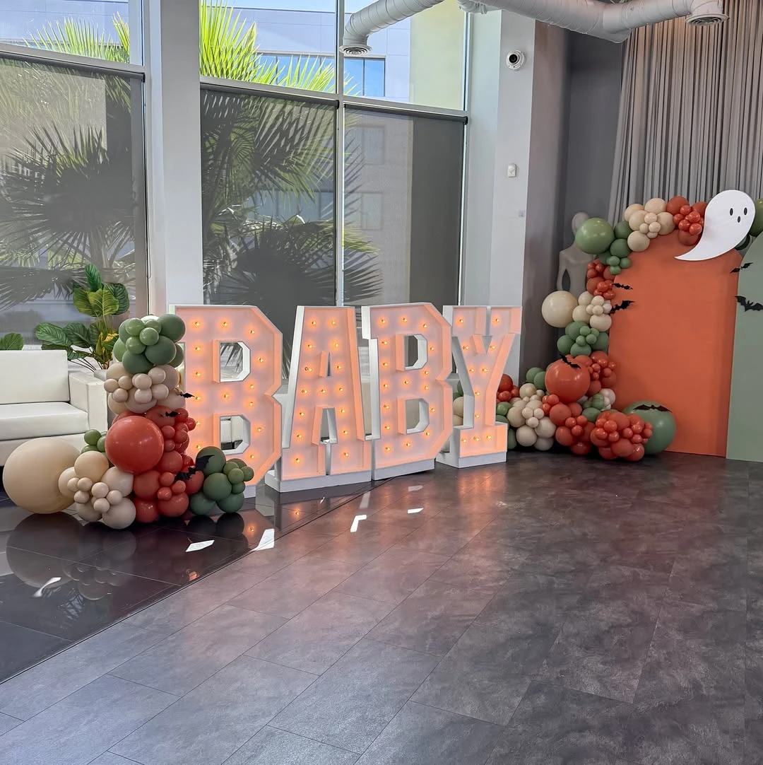 Illuminated Marquee Letter Displays a little boo is due baby shower ideas