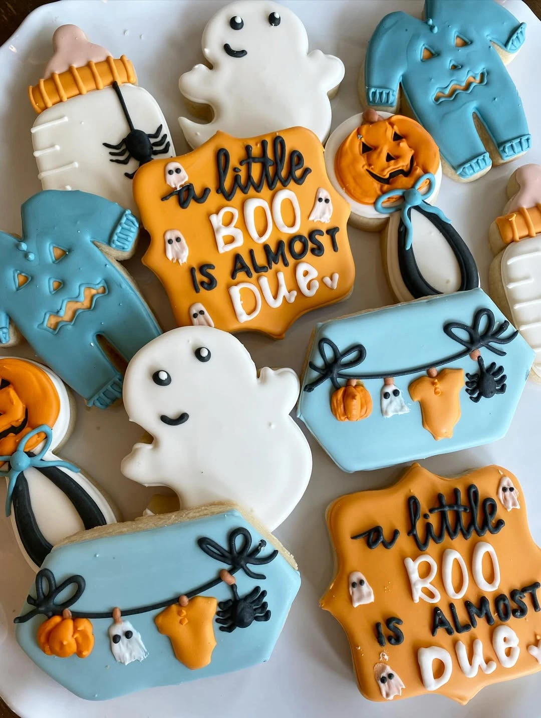 Custom Iced Sugar Cookies a little boo is due baby shower ideas