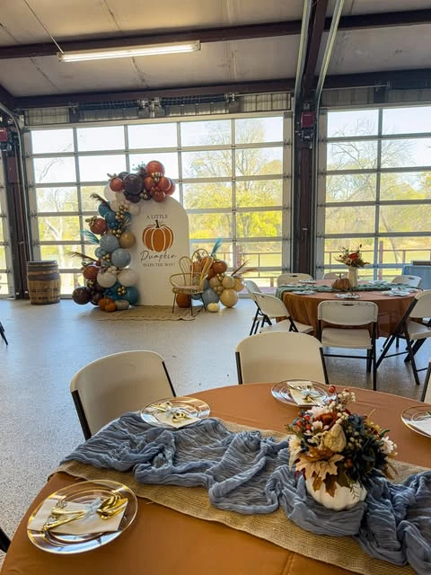 Layered Fabric Table Runners a little pumpkin baby shower theme